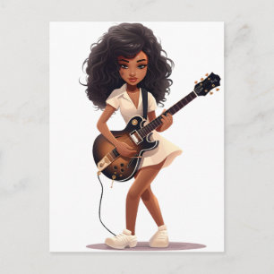 Carte Postale Guitare black girl magic mélanine filles peau brun