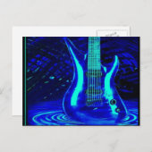 Carte Postale Guitare bleu néon (Devant / Derrière)