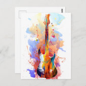 Carte Postale Guitare colorée (Devant / Derrière)