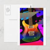 Carte Postale Guitare colorée - roche dessus ! (Devant / Derrière)