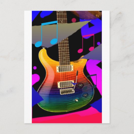 Carte Postale Guitare colorée - roche dessus ! (Devant)
