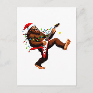 Carte Postale Guitare électrique Bigfoot Sasquatch Noël 2026