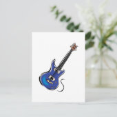 Carte Postale guitare électrique bleue (Debout devant)
