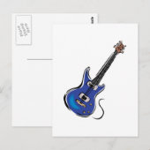 Carte Postale guitare électrique bleue (Devant / Derrière)