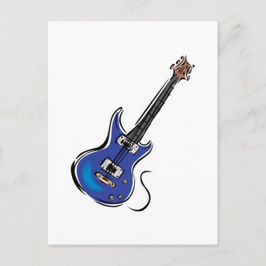 Carte Postale guitare électrique bleue (Devant)