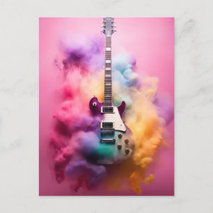 Carte Postale Guitare électrique dans un nuage de couleur brun