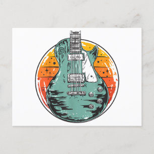 Carte Postale Guitare électrique Retro Sunset Musique Vintage Gr