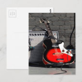 Carte Postale GUITARE ÉLECTRIQUE - ROUGE, BLANC et NOIR (Devant / Derrière)