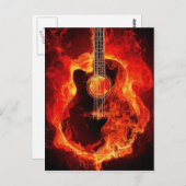 Carte Postale Guitare en feu (Devant / Derrière)