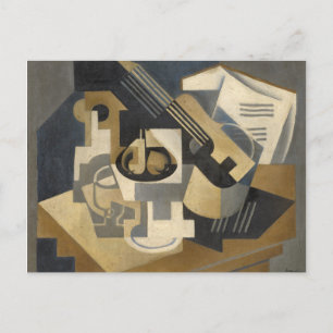 Carte Postale Guitare et bol de fruits sur une table, 1918