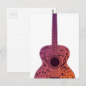 Carte Postale Guitare et notes musicales 2 (Devant / Derrière)
