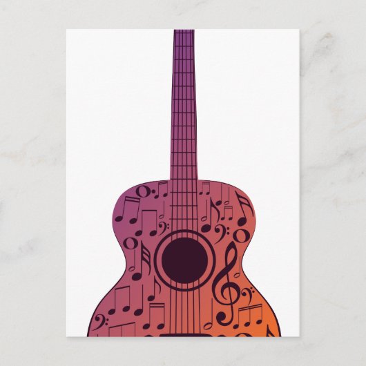 Carte Postale Guitare et notes musicales 2 (Devant)