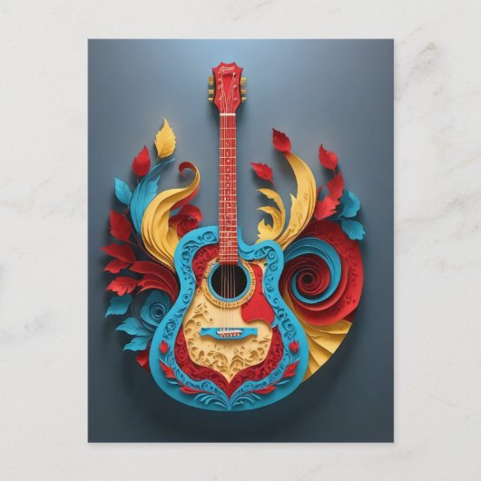 Carte Postale Guitare Imaginaire colorée (Devant)