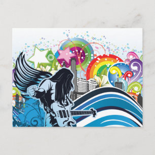 Carte Postale Guitare Player ~ Rock Heavy Metal Band Musique