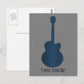 Carte postale guitare rayée, bleu foncé (Devant / Derrière)