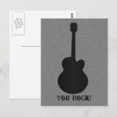 Carte postale guitare rayée, Noir (Devant / Derrière)