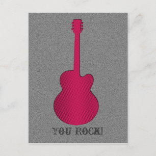 Carte postale Guitare rayée, Rose chaud