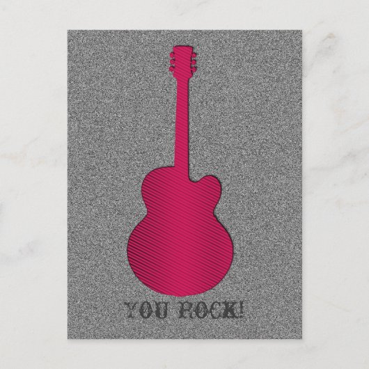 Carte postale Guitare rayée, Rose chaud (Devant)