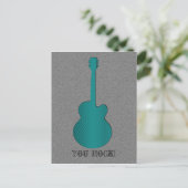 Carte postale Guitare rayée, Turquoise (Debout devant)