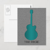 Carte postale Guitare rayée, Turquoise (Devant / Derrière)