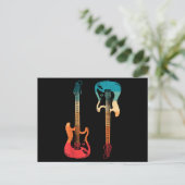 Carte Postale Guitare Rétro Guitariste Électrique Basse Guitare (Debout devant)