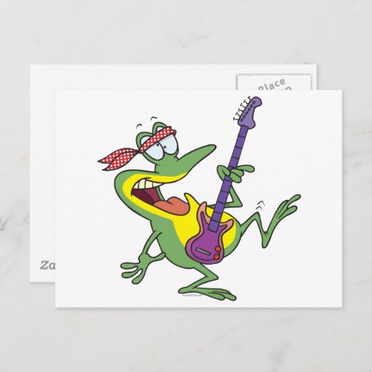 Carte Postale guitare rock and roll froggy frog grenouille (Devant / Derrière)