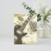Carte Postale Guitare vintage et microphone (Debout devant)