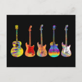 Carte Postale Guitares Acoustiques Électriques Psychedéliques (Devant)