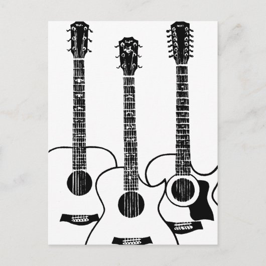Carte Postale Guitares acoustiques simples (Devant)