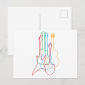 Carte Postale Guitares de couleur Electric Acoustic classique ca (Devant / Derrière)