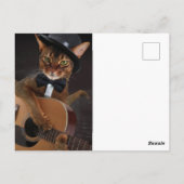 Carte Postale Guitariste Chat Cool (Dos)