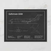Carte Postale Gulfstream G500 - Plan directeur de l'avion PD (Devant)