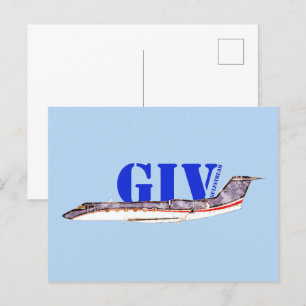 Carte Postale Gulfstream GIV Jet privé avec typographie audacieu