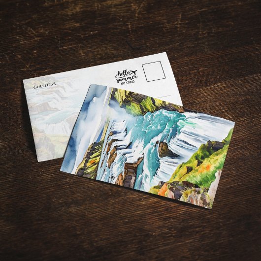 Carte postale Gullfoss Islande Watercolor