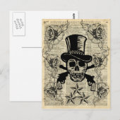 Carte Postale Gunslinger, Happy Skull, Armes, Roses, Cadeau, Ado (Devant / Derrière)