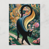 Carte Postale Gustav Klimt Chat noir dans un jardin de fleurs, A (Devant)
