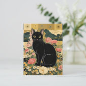 Carte Postale Gustav Klimt Chat noir dans un jardin de fleurs, A (Debout devant)