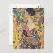 Carte Postale Gustav Klimt - Dame avec ventilateur (Devant / Derrière)