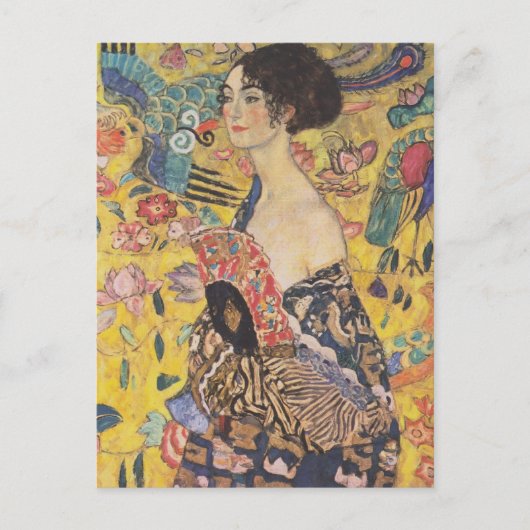 Carte Postale Gustav Klimt - Dame avec ventilateur (Devant)