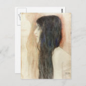 Carte Postale Gustav Klimt - Fille aux cheveux longs (Devant / Derrière)