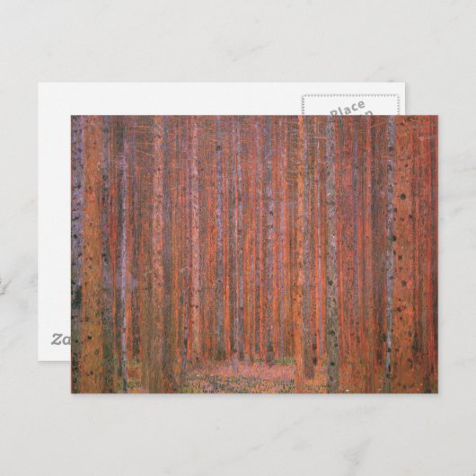 Carte Postale Gustav Klimt Fir Forêt Tannenwald Arbres rouges (Devant / Derrière)