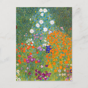 Carte Postale Gustav Klimt : Jardin fleuri