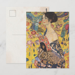 Carte Postale Gustav Klimt-Lady avec ventilateur