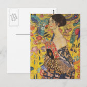 Carte Postale Gustav Klimt - Lady Avec Ventilateur (Devant / Derrière)