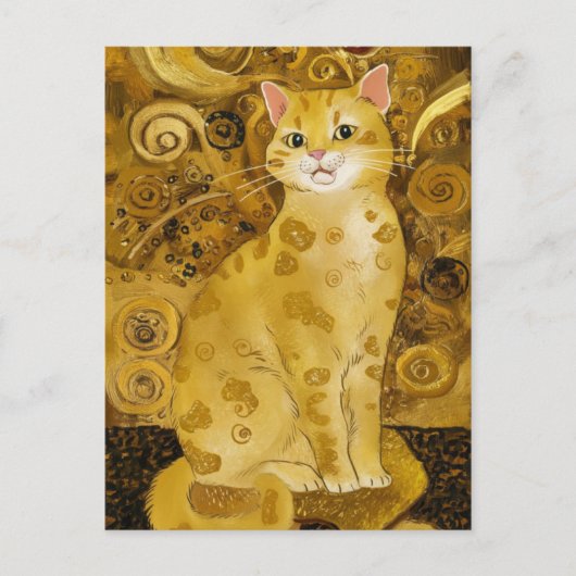 Carte Postale Gustav Klimt or mignon chat parodie, Gustav klimt (Devant)