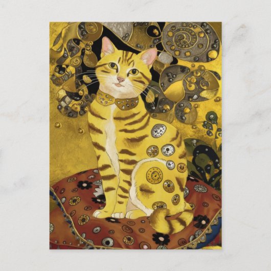Carte Postale Gustav Klimt or mignon chat parodie, Gustav klimt (Devant)