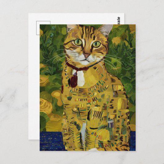 Carte Postale Gustav Klimt or mignon chat parodie, Gustav klimt (Devant / Derrière)