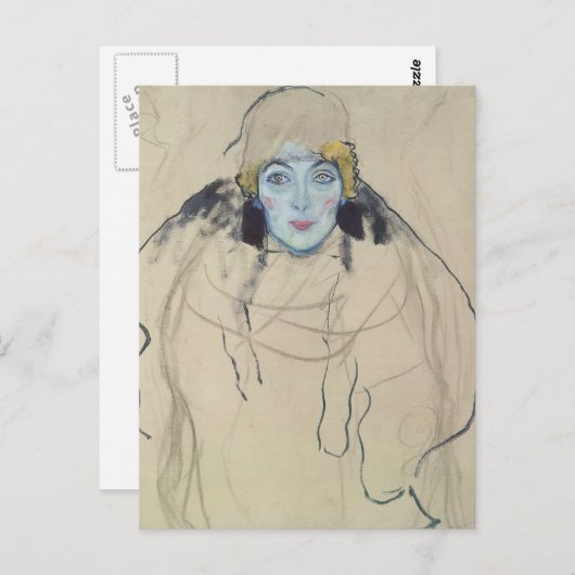 Carte Postale Gustav Klimt - Portrait d'une dame (inachevé) (Devant / Derrière)