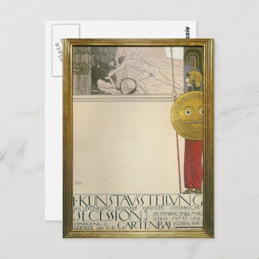 Carte Postale Gustav Klimt : Poster pour la première exposition  (Devant / Derrière)