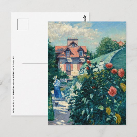 Carte Postale Gustave Caillebotte - Dahlias, Jardin (Devant / Derrière)